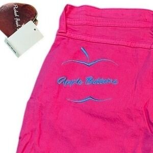 VTG Apple Bottoms Womens Size 2 Hot Pink Capri Pants Embroidered Cuffed Denim